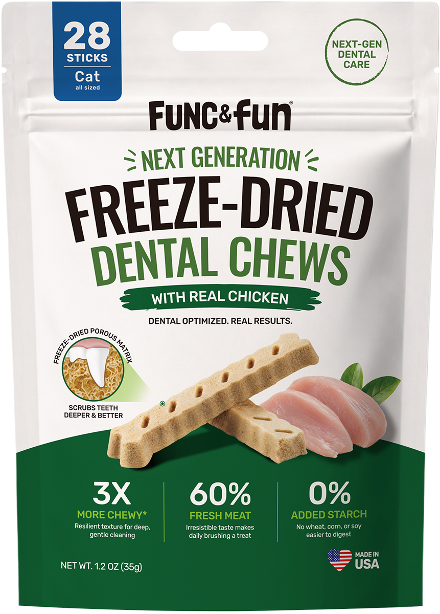 Func&Fun Freeze-Dried Dental Chews for Cats - Front Packaging