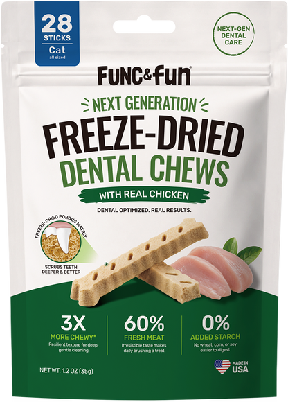 Func&Fun Freeze-Dried Dental Chews for Cats - Front Packaging