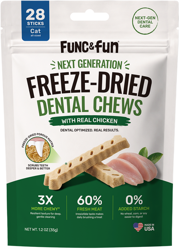 Func&Fun Freeze-Dried Dental Chews for Cats - Front Packaging