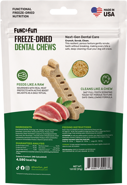 Func&Fun Freeze-Dried Dental Chews Petite - Back Packaging with Ingredients