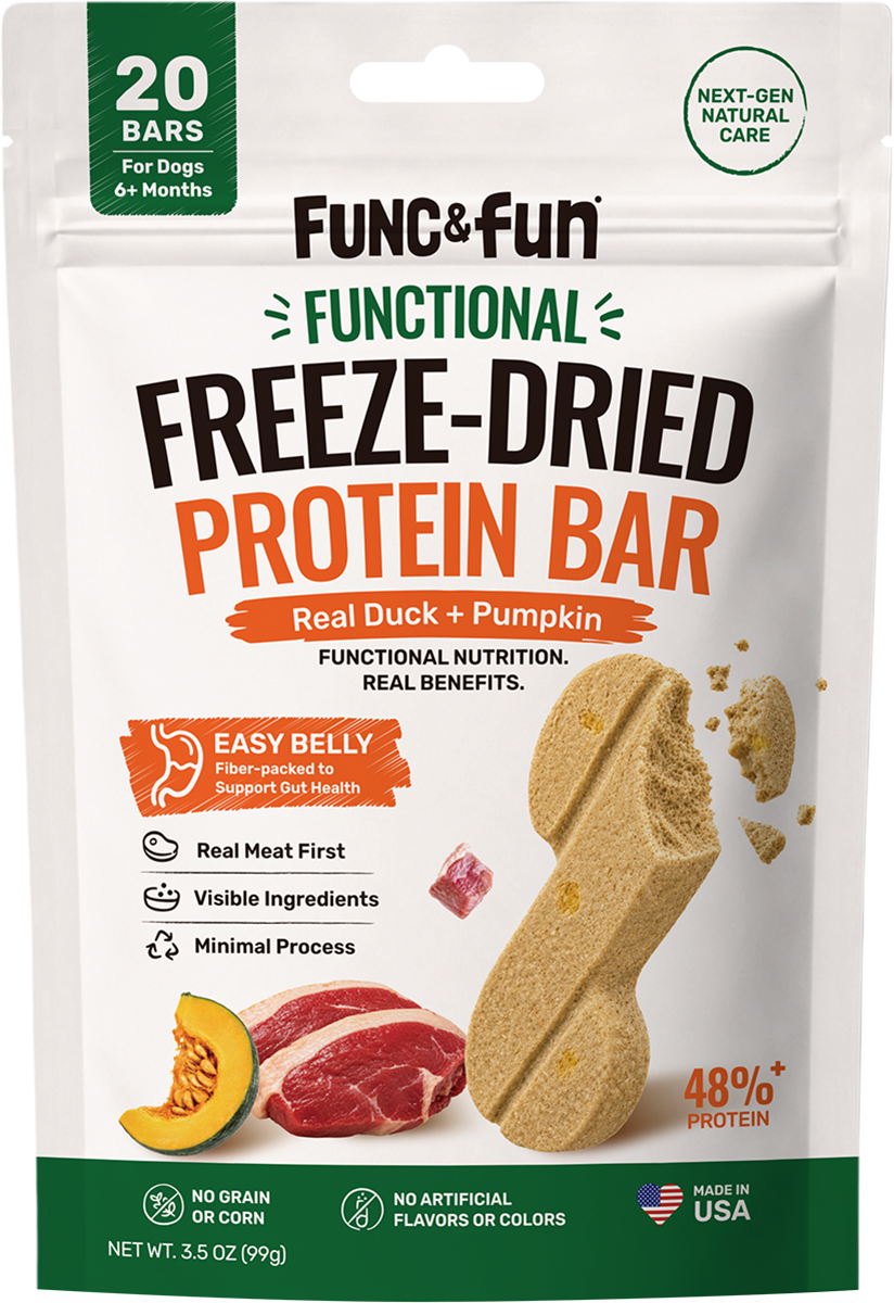 Func&Fun Freeze-Dried Protein Bar Gut Health - Front Packaging