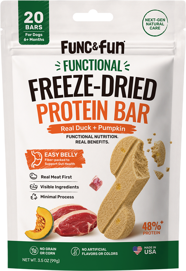 Func&Fun Freeze-Dried Protein Bar Gut Health - Front Packaging