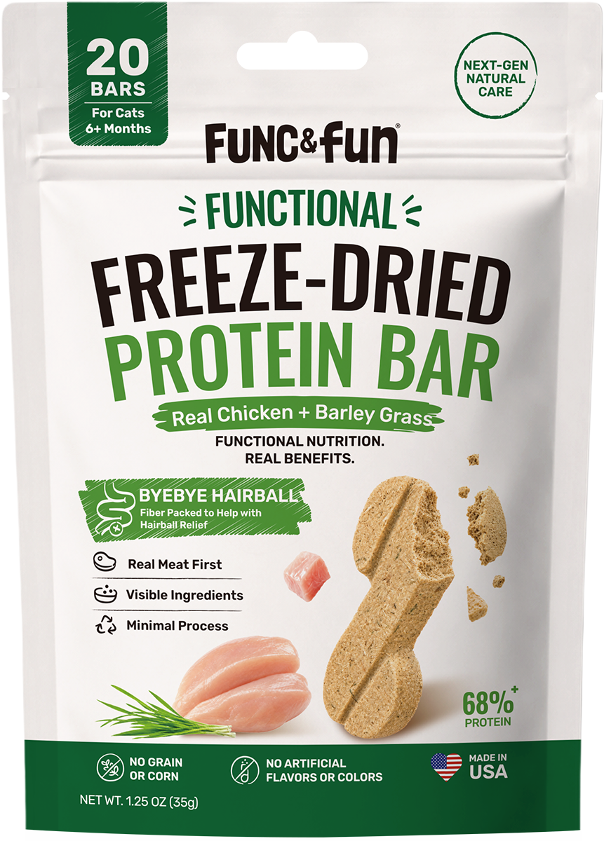 Func&Fun Freeze-Dried Protein Bar Hairball Relief - Front Packaging