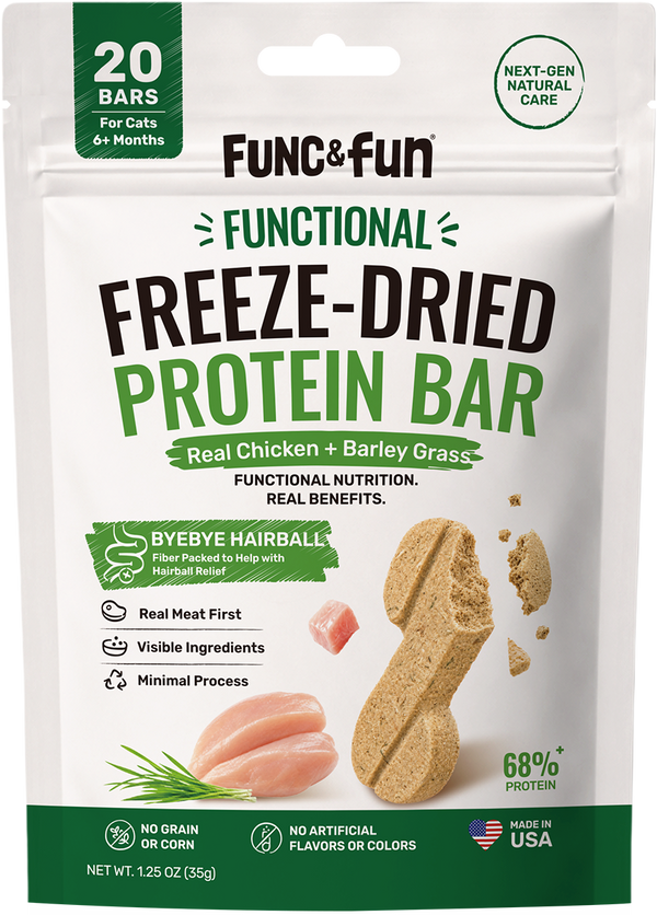 Func&Fun Freeze-Dried Protein Bar Hairball Relief - Front Packaging