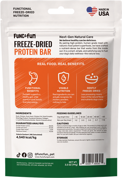 Func&Fun Freeze-Dried Protein Bar Gut Health - Back Packaging with Ingredients