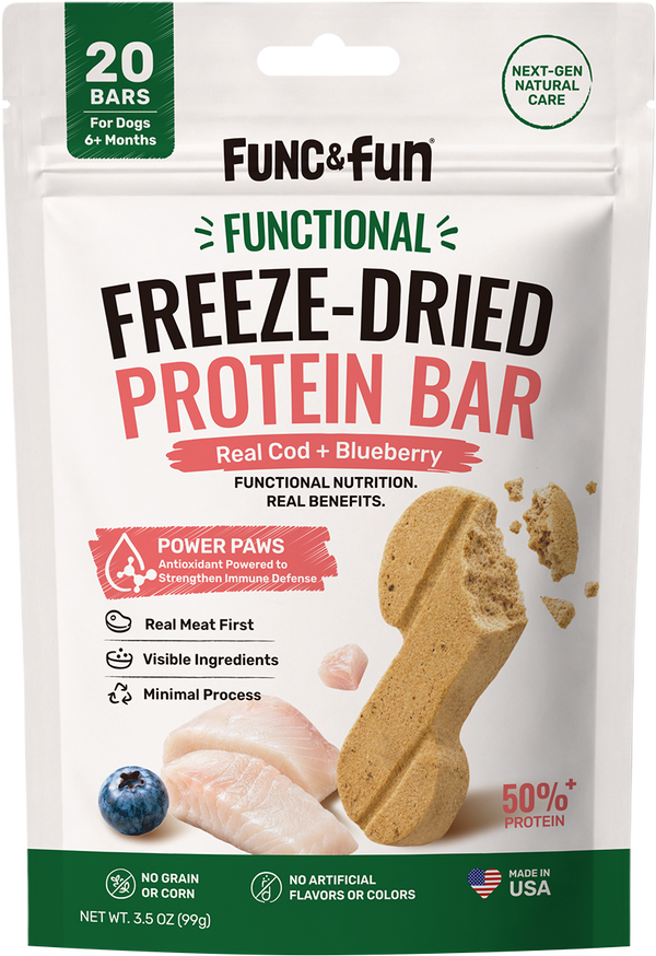 Func&Fun Freeze-Dried Protein Bar Immune Support - Front Packaging